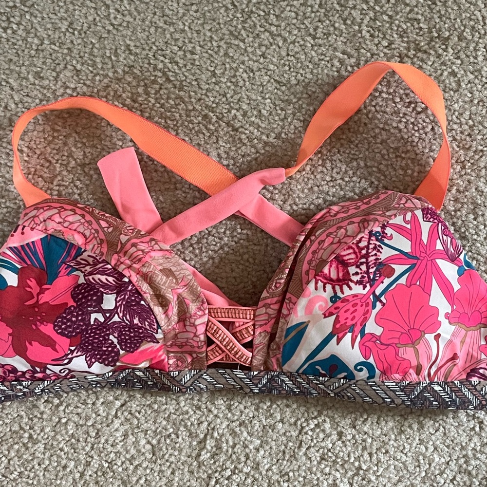 Maaji Pink and Purple Floral Bikini Top